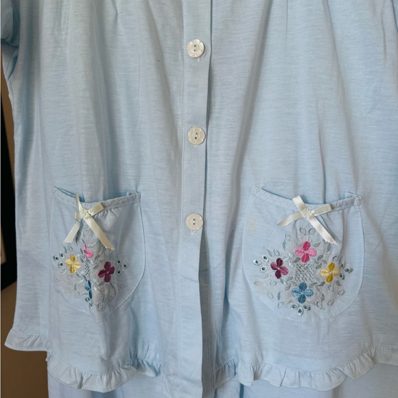 New Shangrila Cotton Pajama Set – Light Blue Embroidered | Size XL 💙 - Picture 9 of 11